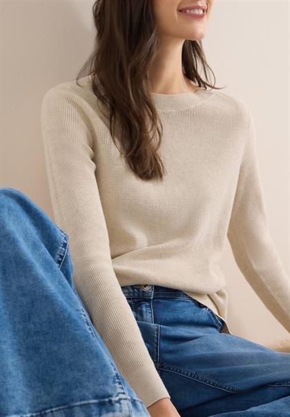 Strukturpullover egg beige melange