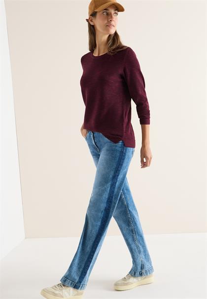 Strukturpullover eggplant red heather melange