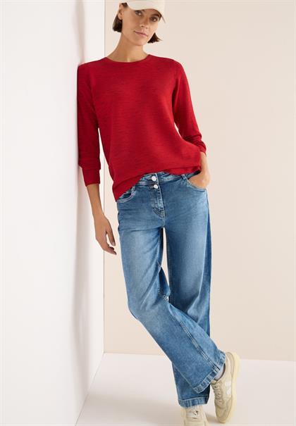 Strukturpullover fiery red heather melange