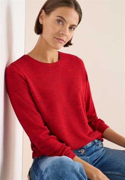 Strukturpullover fiery red heather melange