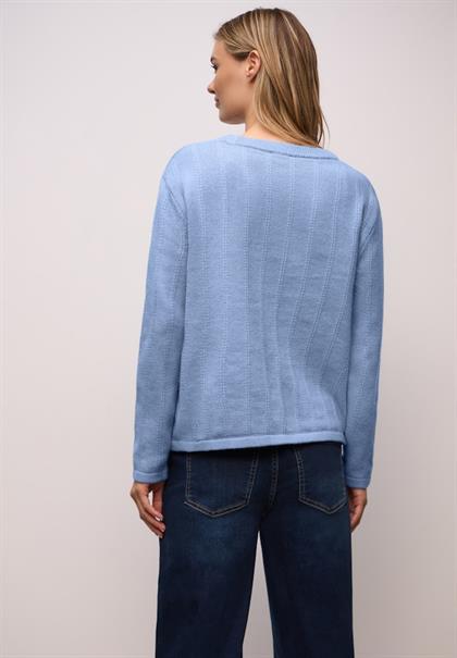 Strukturpullover frosted blue mel.
