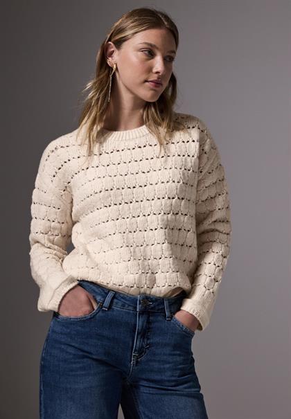 Strukturpullover lucid white