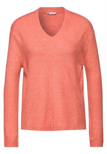 Strukturpullover peachwood orange melange