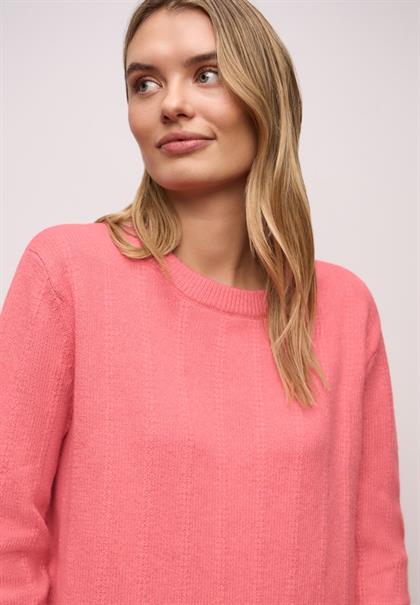 Strukturpullover striking coral mel.