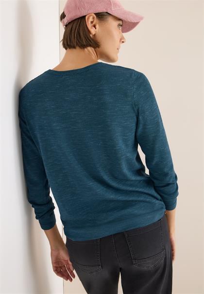 Strukturpullover teal blue heather melange