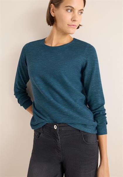 Strukturpullover teal blue heather melange