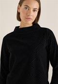 Strukturshirt mit Funnelneck black
