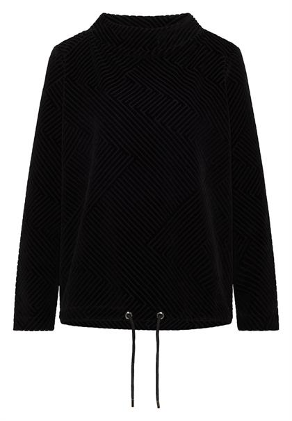 Strukturshirt mit Funnelneck black