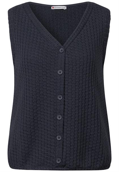 Strukturtop mit Knopfleiste deepwater blue