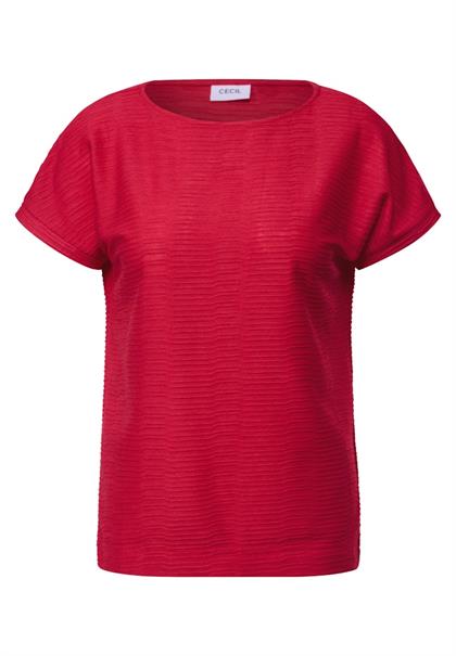 Struktushirt in Unifarbe glazed apple red