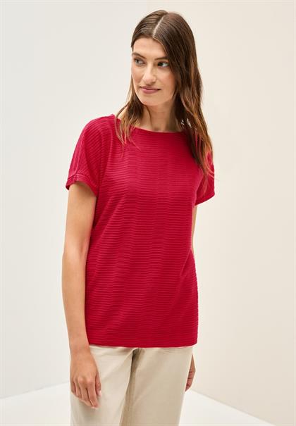 Struktushirt in Unifarbe glazed apple red