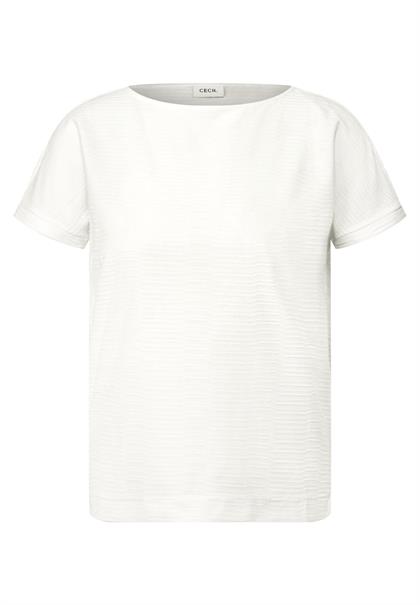 Struktushirt in Unifarbe vanilla white