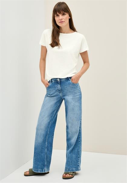 Struktushirt in Unifarbe vanilla white