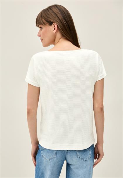 Struktushirt in Unifarbe vanilla white
