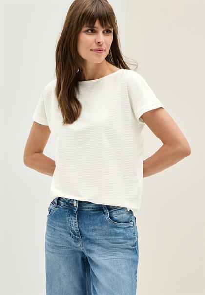 Struktushirt in Unifarbe vanilla white