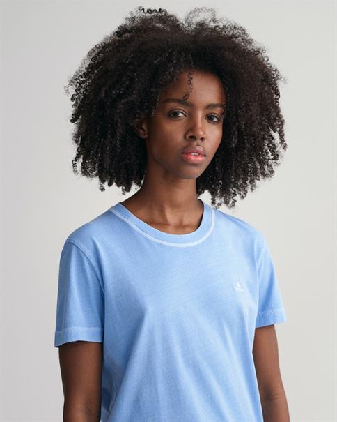 Sunfaded Rundhals-T-Shirt gentle blue
