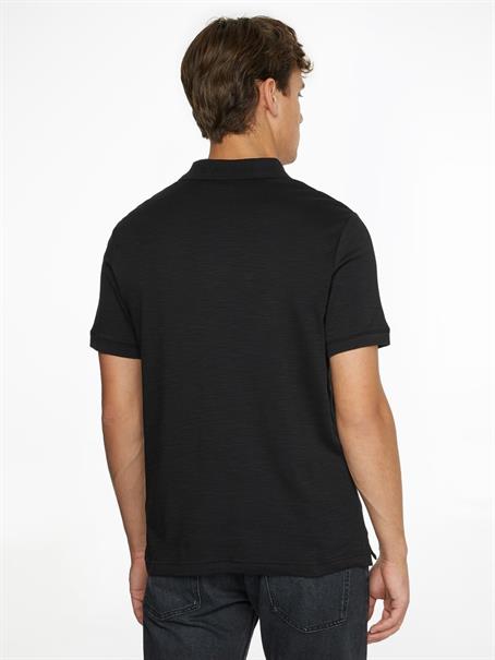 SUPIMA SLUB LOGO COLLAR POLO ck black