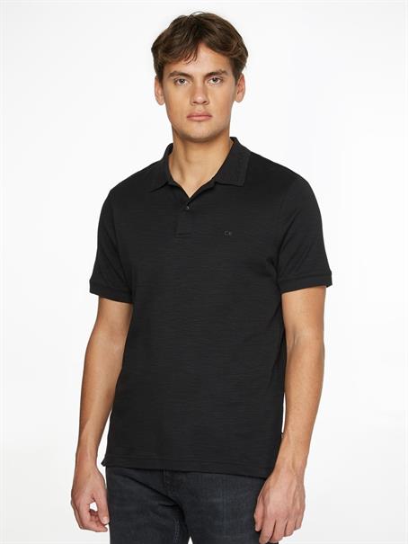 SUPIMA SLUB LOGO COLLAR POLO ck black