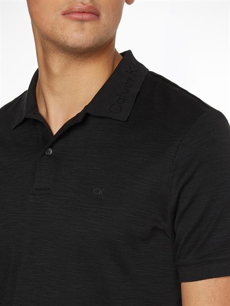 SUPIMA SLUB LOGO COLLAR POLO ck black