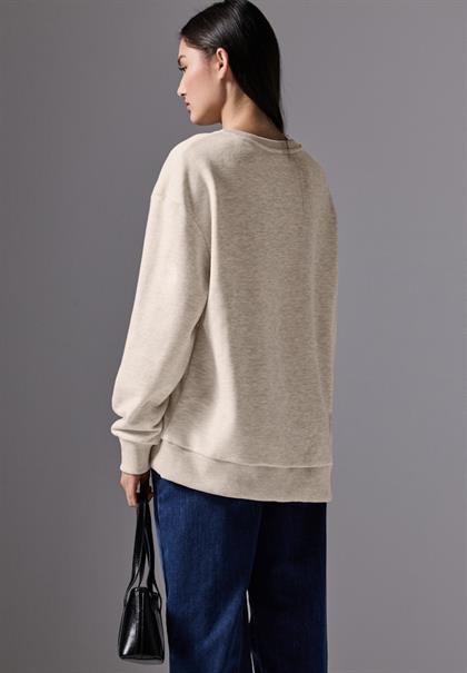 Sweater mit Rundhals cloud cream mel.
