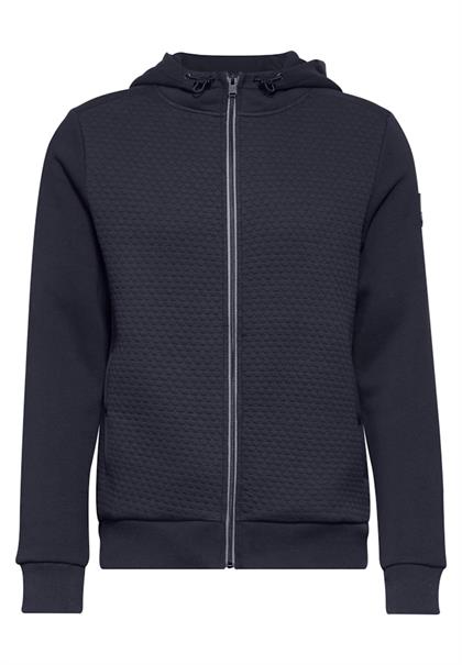 Sweatjacke mit Materialmix night blue