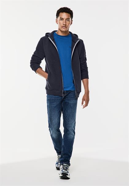 Sweatjacke mit Materialmix night blue