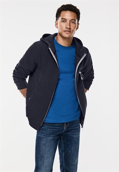 Sweatjacke mit Materialmix night blue