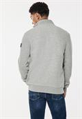Sweatjacke mit Materialmix warm grey melange