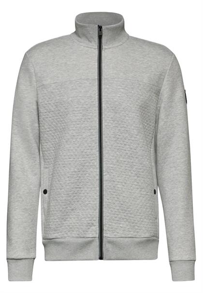 Sweatjacke mit Materialmix warm grey melange
