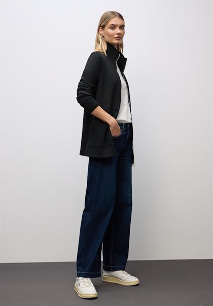 Sweatjacke mit Strickdetails black