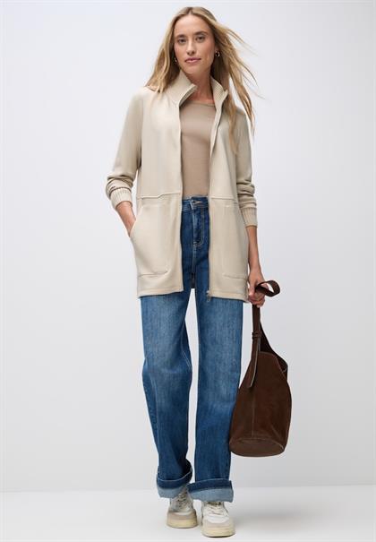 Sweatjacke mit Strickdetails soft fawn beige