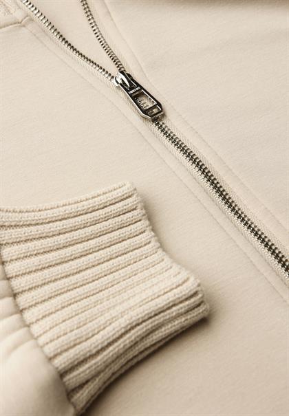 Sweatjacke mit Strickdetails soft fawn beige