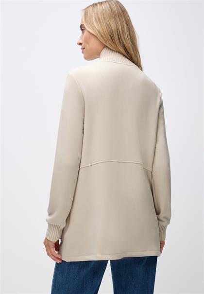 Sweatjacke mit Strickdetails soft fawn beige