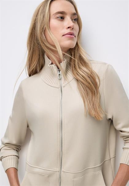 Sweatjacke mit Strickdetails soft fawn beige