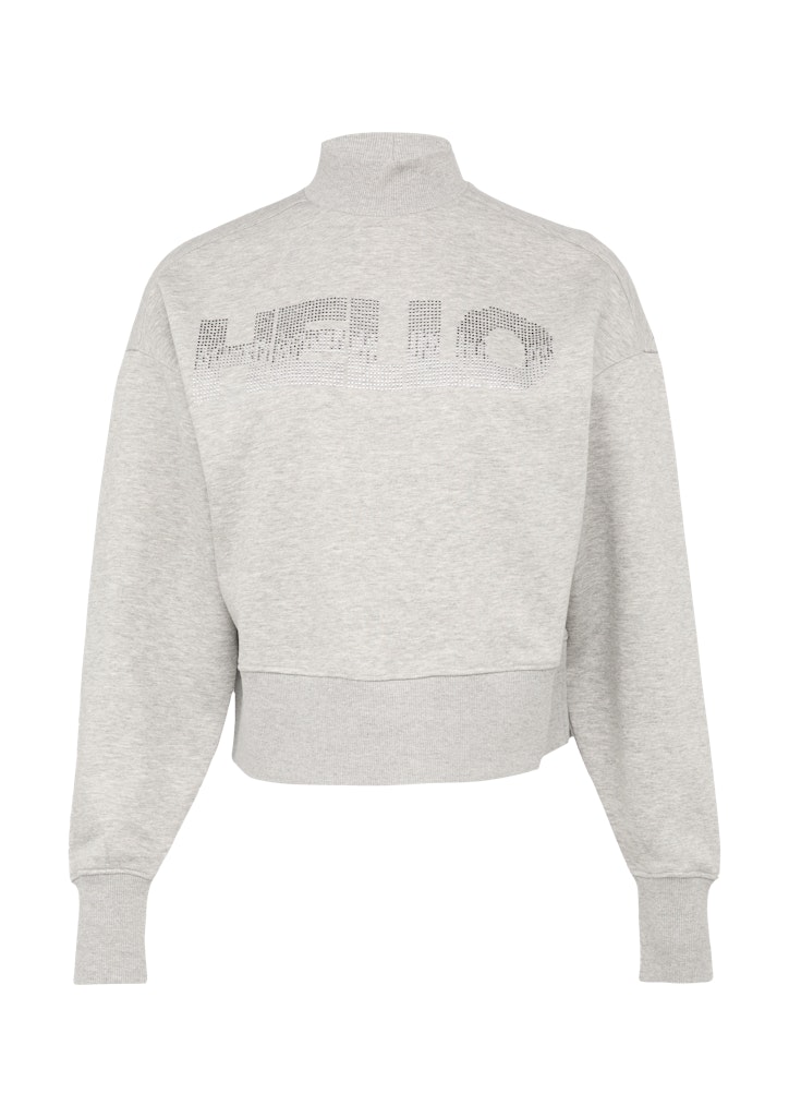 QS Sweatshirt Verkürztes Sweatshirt mit Stehkragen und Strass-Wording Stras günstig online kaufen