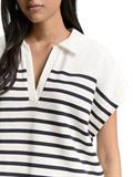 Sweatshirt in Polo-Optik offwhite navy stripe