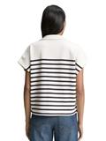 Sweatshirt in Polo-Optik offwhite navy stripe