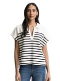 Sweatshirt in Polo-Optik offwhite navy stripe