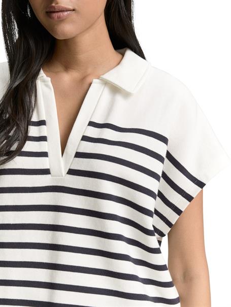 Sweatshirt in Polo-Optik offwhite navy stripe