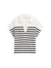 Sweatshirt in Polo-Optik offwhite navy stripe
