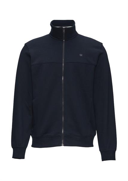 Sweatshirt Jacke mit Stehkragen und Logo-Detail blau