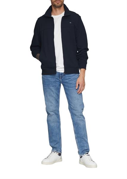 Sweatshirt Jacke mit Stehkragen und Logo-Detail blau