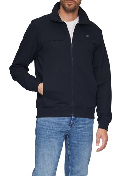 Sweatshirt Jacke mit Stehkragen und Logo-Detail blau