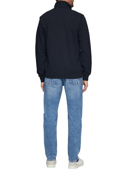 Sweatshirt Jacke mit Stehkragen und Logo-Detail blau
