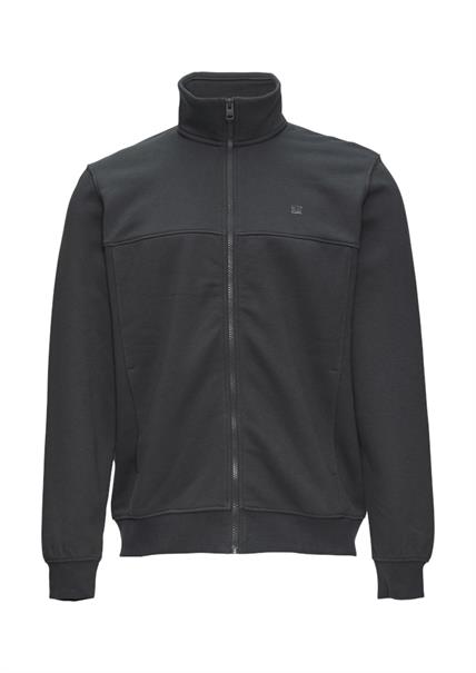 Sweatshirt Jacke mit Stehkragen und Logo-Detail grau