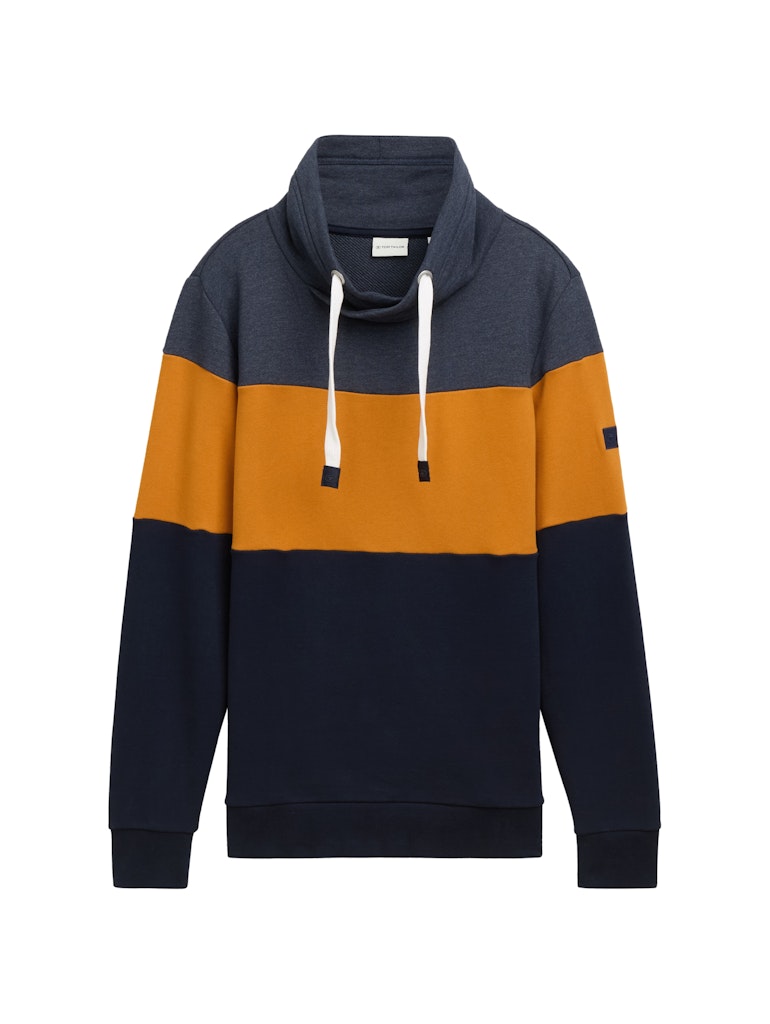 Tom Tailor Herren Sweatshirt Sweatshirt mit Colour Blocking sky captain blue white melange bequem online kaufen bei Tara M