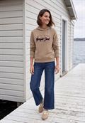 Sweatshirt mit Details in Rippstruktur creamy mocha melange