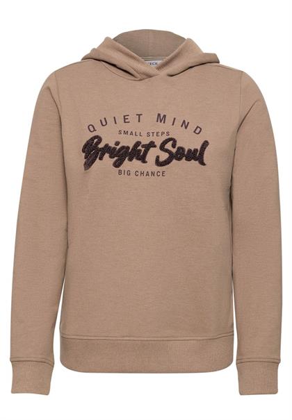 Sweatshirt mit Details in Rippstruktur creamy mocha melange