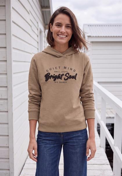 Sweatshirt mit Details in Rippstruktur creamy mocha melange