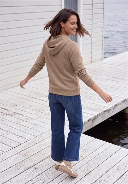 Sweatshirt mit Details in Rippstruktur creamy mocha melange